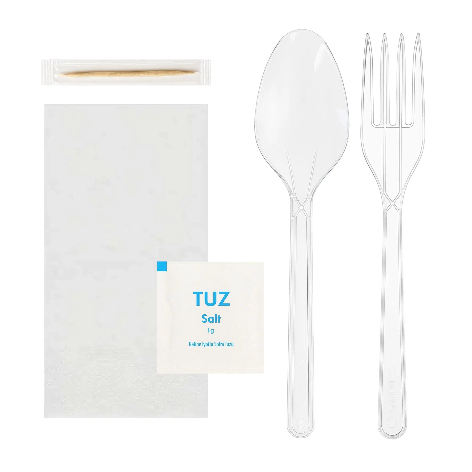 5li Lüks Yemek Seti Şeffaf (YMKSET-02-SEFFAF) - 50 Adet