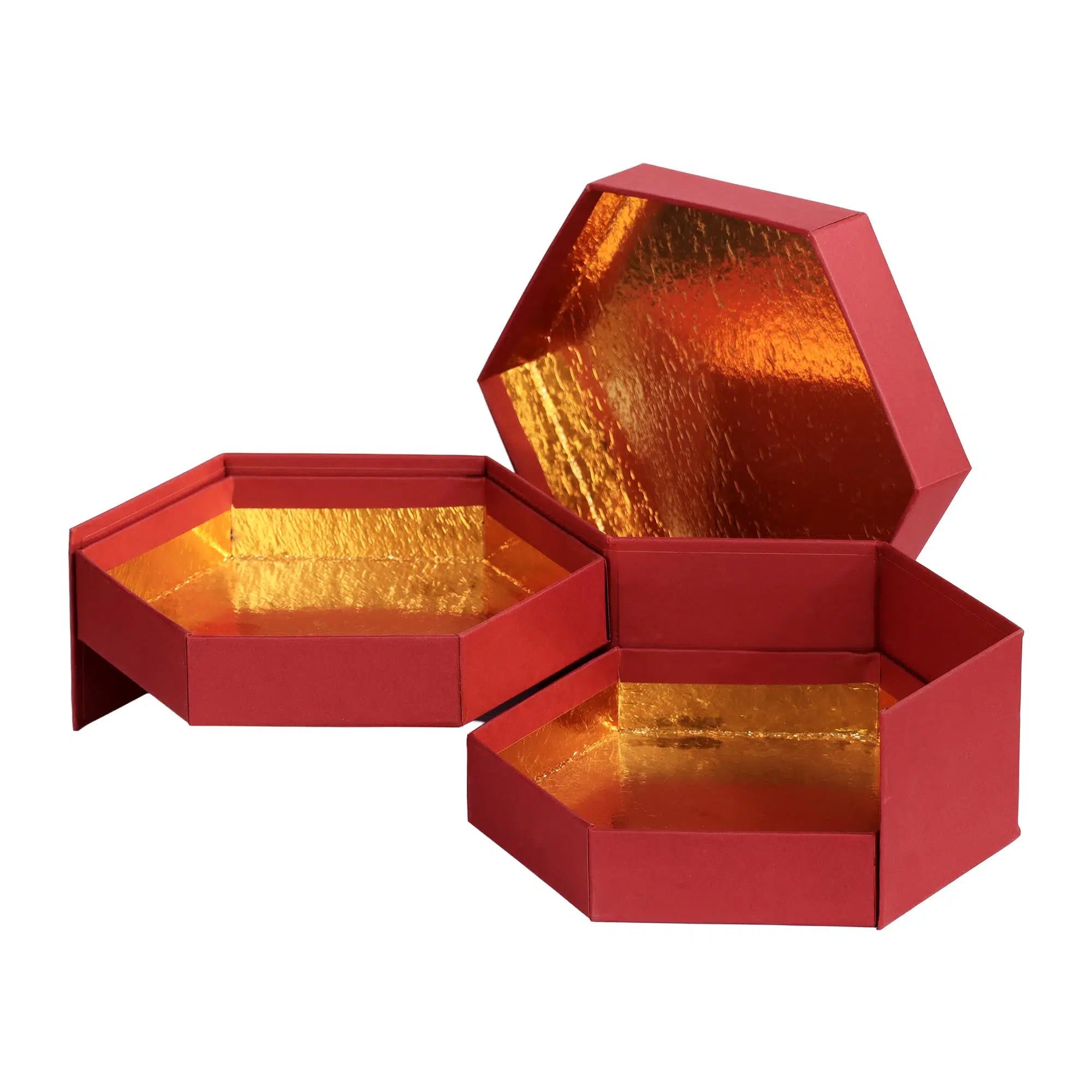 Altıgen 2 Katlı Mukavva Kutu (Bordo)