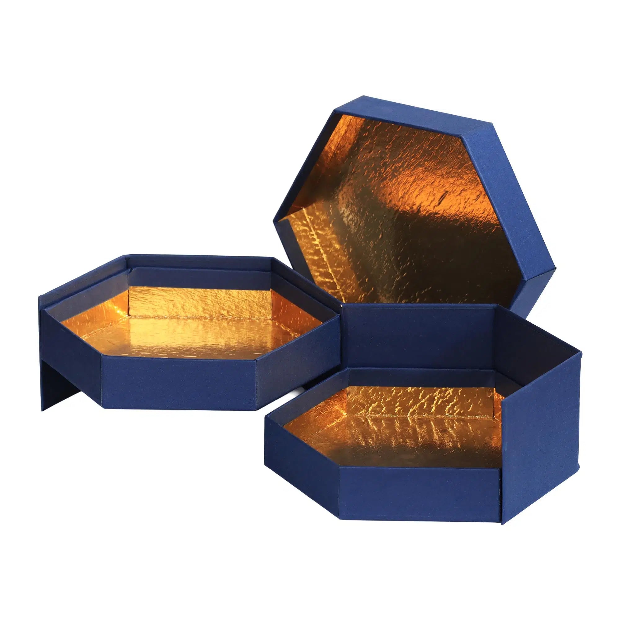 Altıgen 2 Katlı Mukavva Kutu (Lacivert)