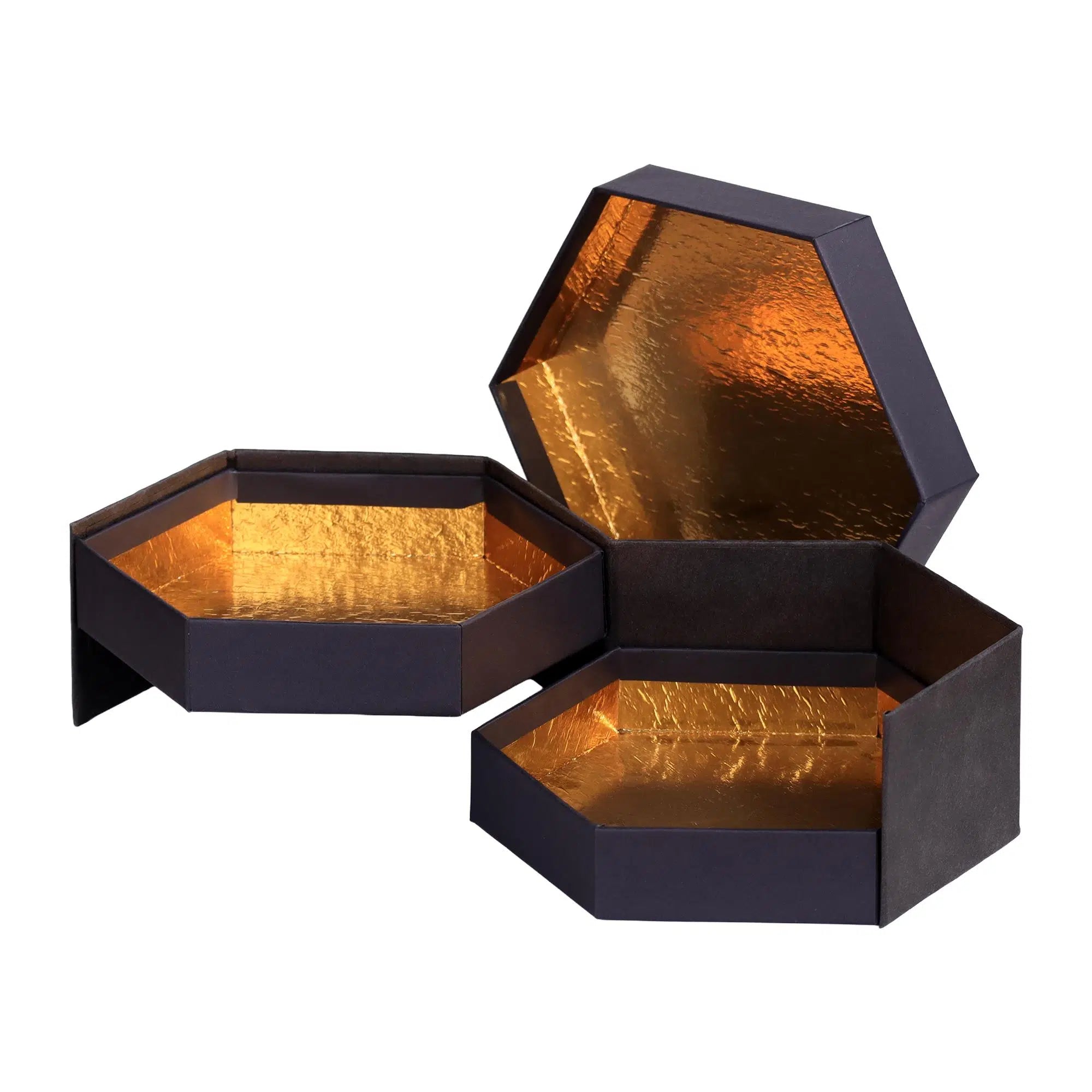 Altıgen 2 Katlı Mukavva Kutu (Siyah)