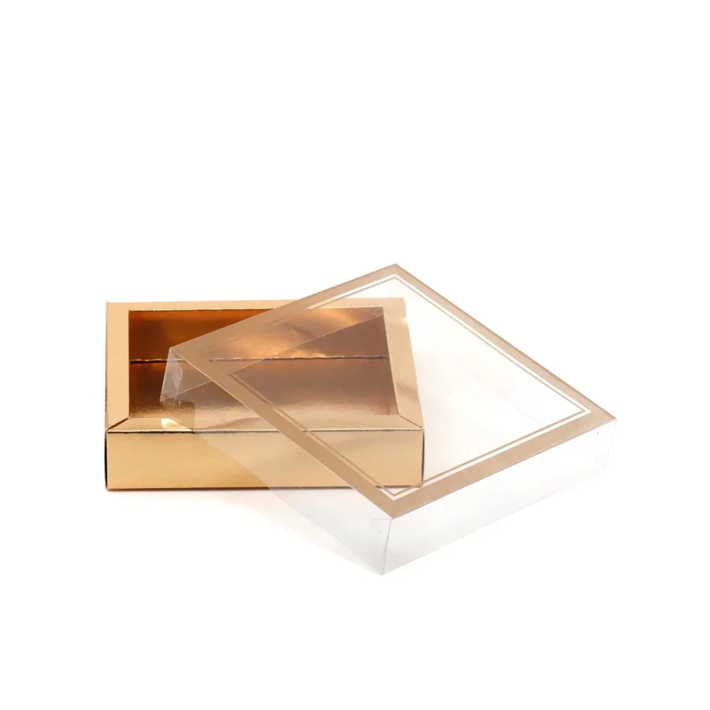 Asetat Kapaklı Gold Kutu 15x15x3 cm