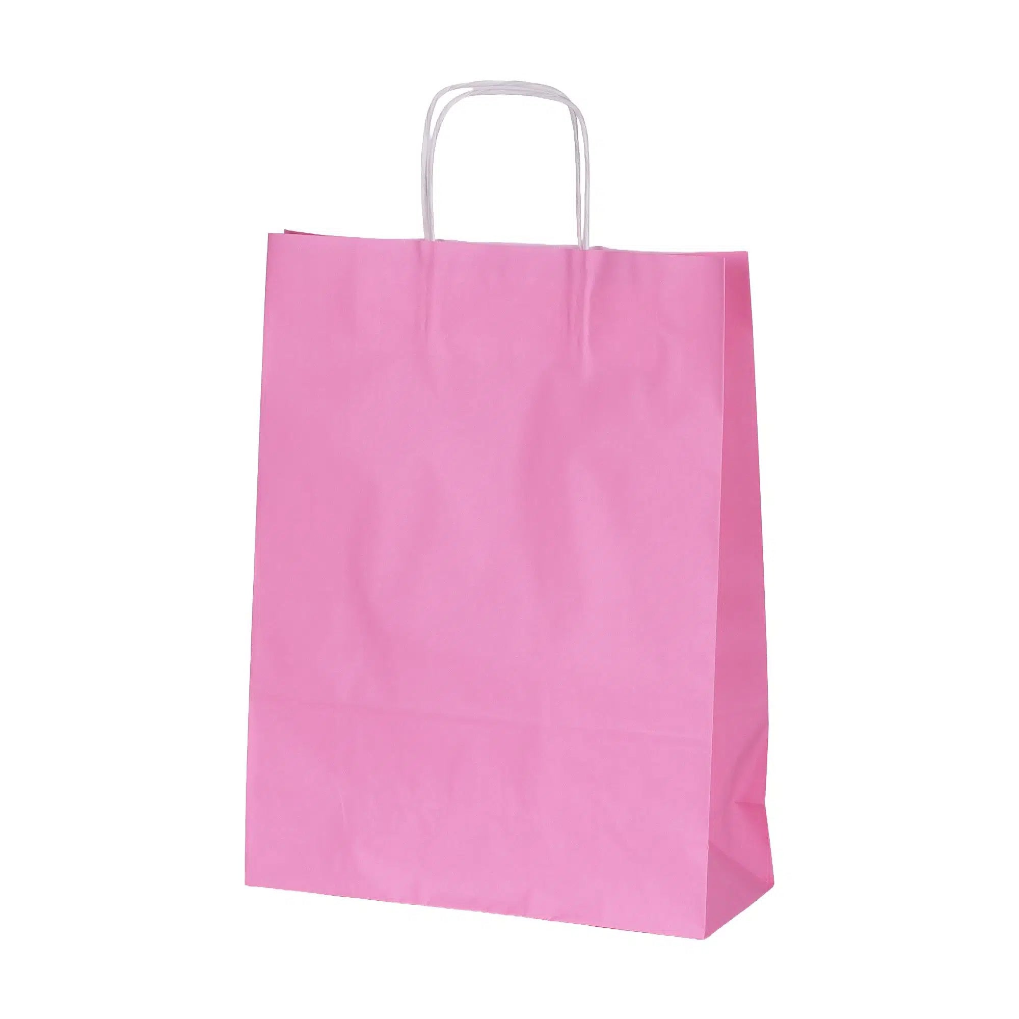 Burgu Saplı Pembe Kağıt Çanta 31x12x41 cm - 25 Adet