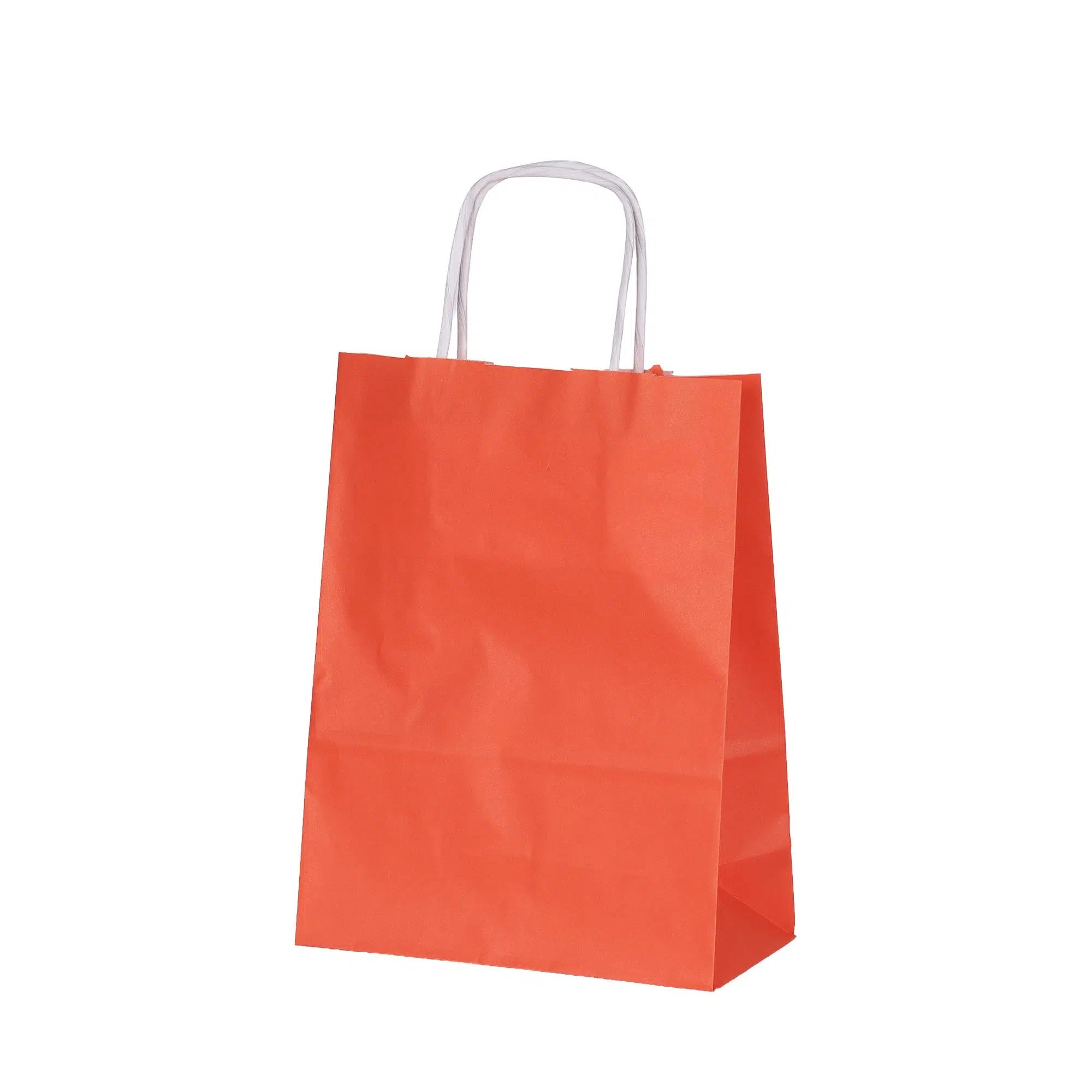Burgu Saplı Turuncu Kağıt Çanta 18x8x24 cm - 25 Adet