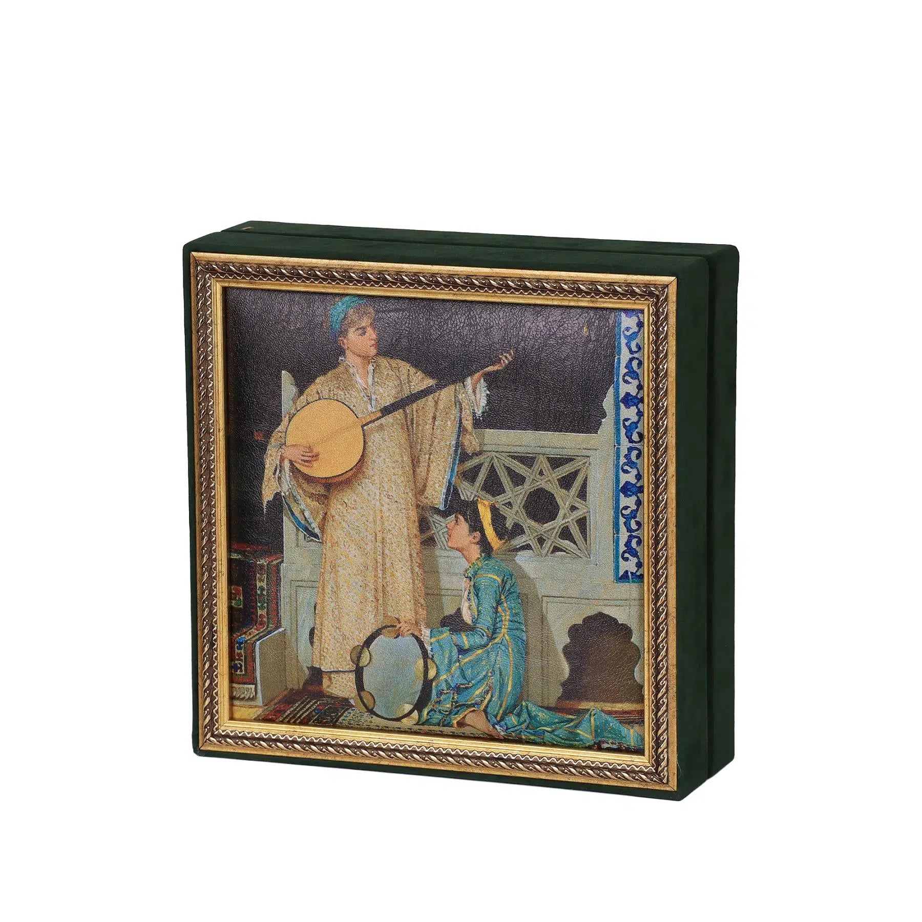 İki Müzisyen Kız Tablo Çikolata Kutusu Takımı 25 Bölmeli 25x25 cm