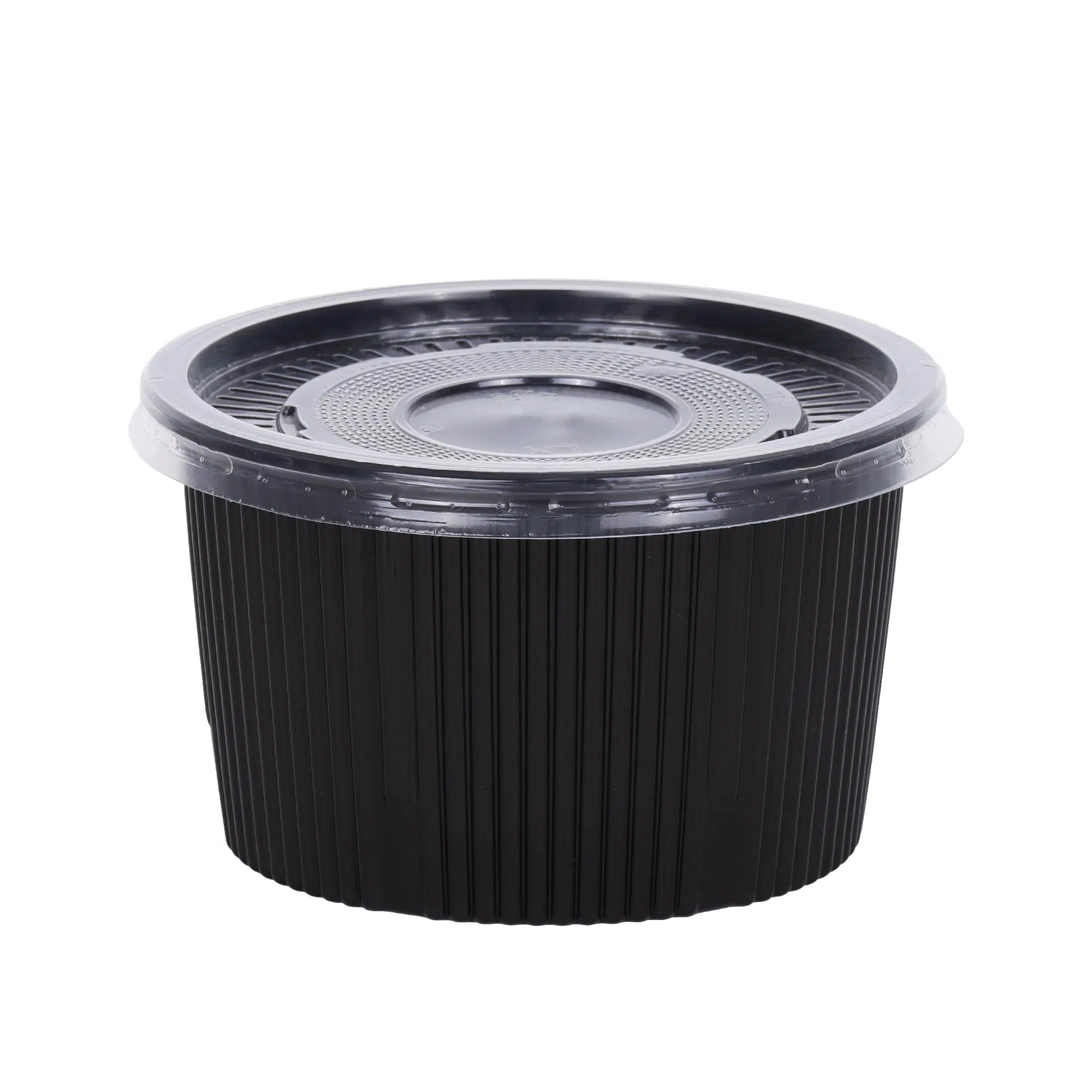 Kapaklı Siyah Plastik Çorba Kasesi 16 oz - 25 Adet