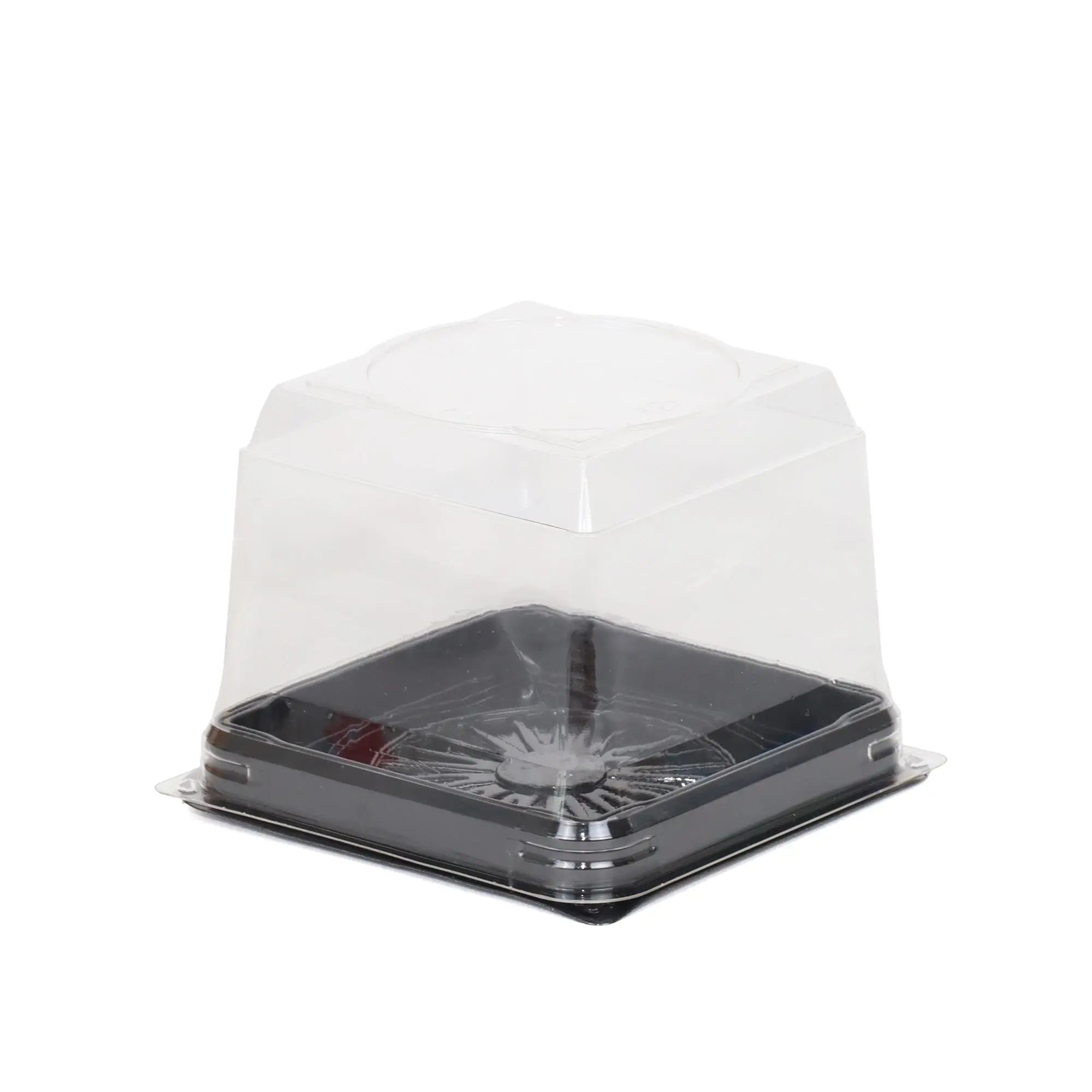 Kare Yaş Pasta Kabı Seti Siyah 12x12x9 cm - 50 Adet
