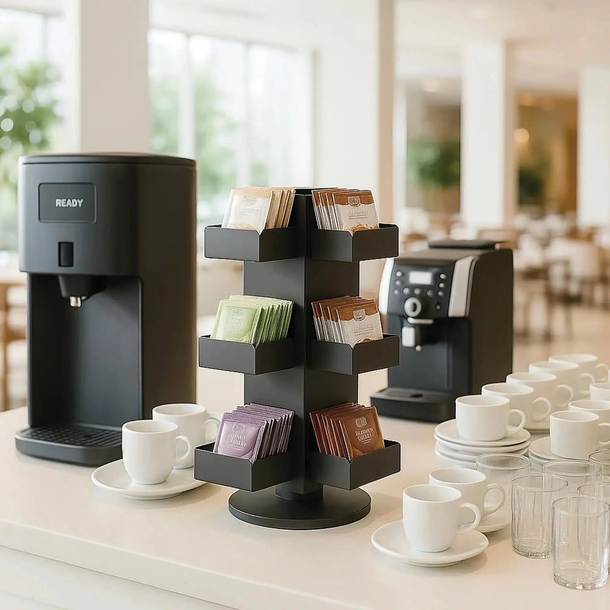 Metal Döner 12 Bölmeli Poşet Çay Standı