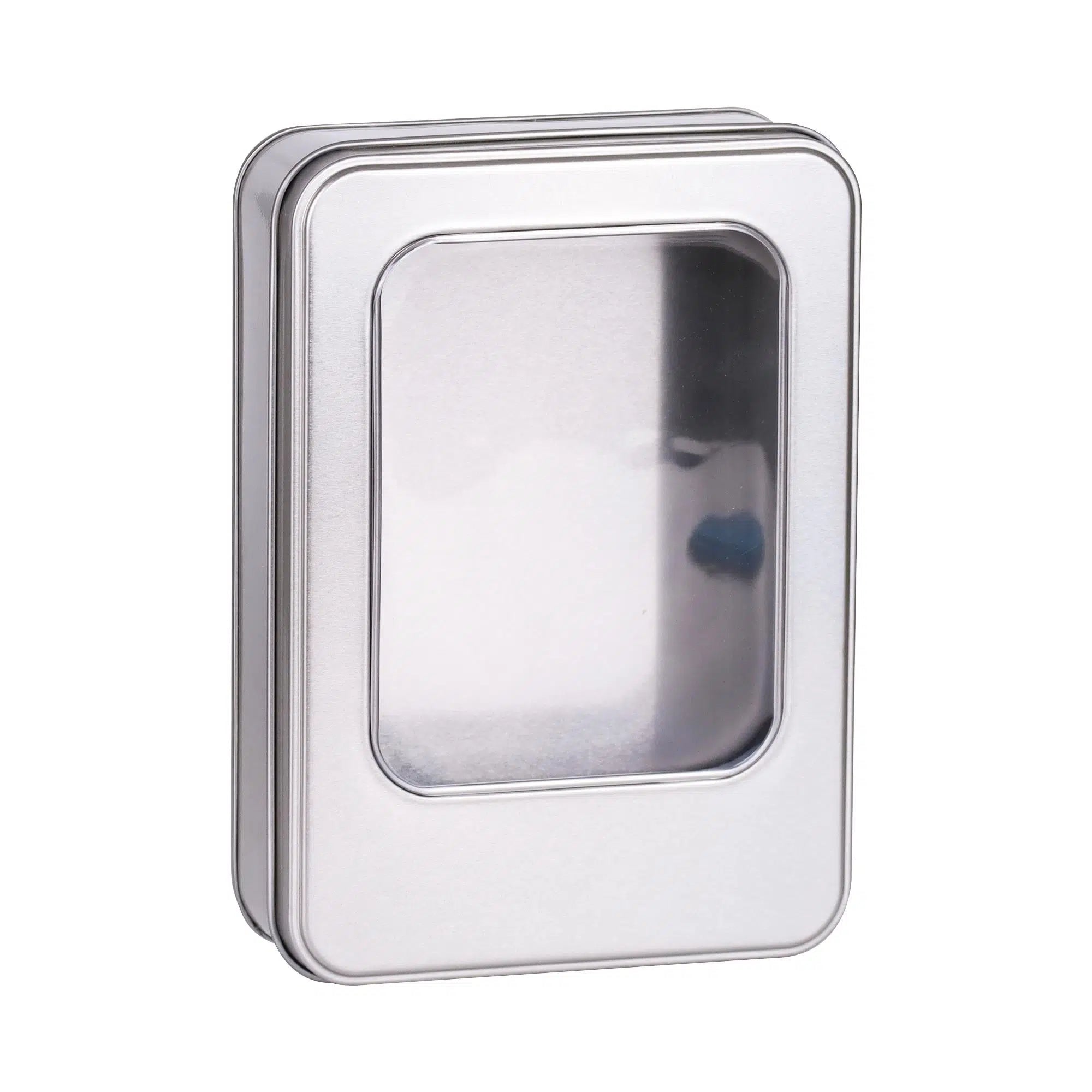 Pencereli Gümüş Metal Kutu 19x13,5x4,5 cm