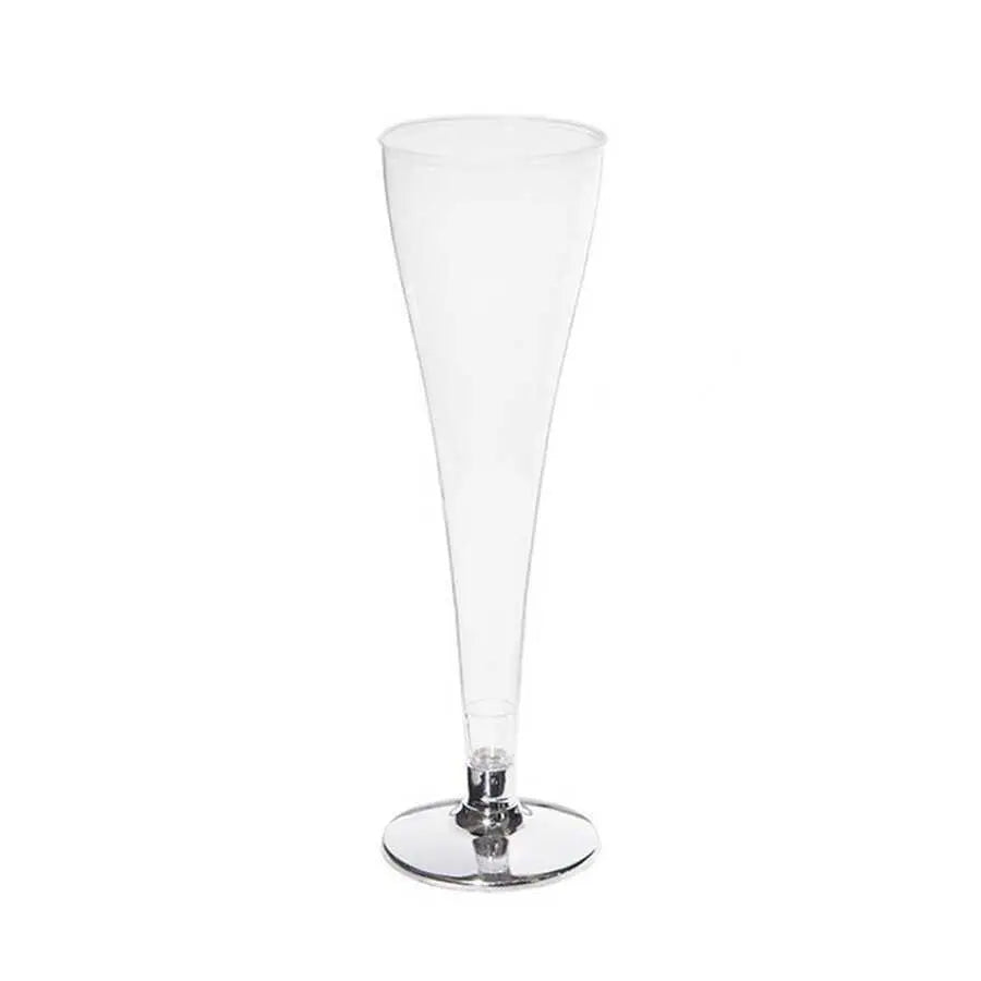 Şampanya Bardağı Metalize Gümüş Ayaklı 120 ml - 6 Adet